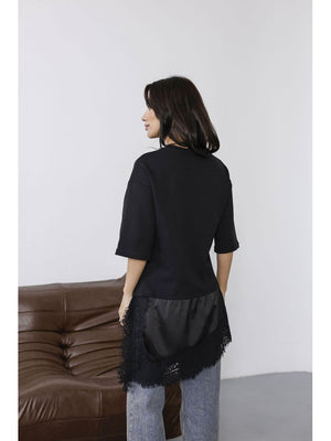 Siyah Dantelli Bluz 0771-Siyah