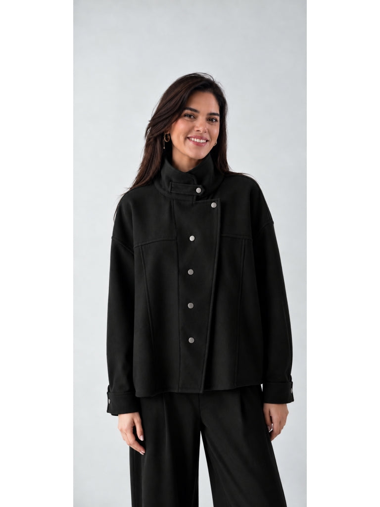 Siyah Çıtçıtlı Kaşe Gömlek 005172-Siyah