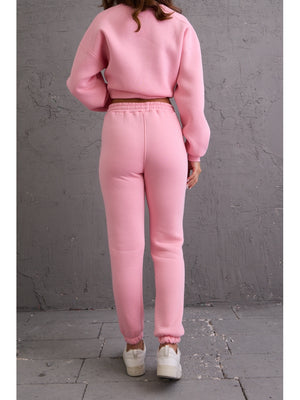 Pembe Beli Bağcıklı Jogger Eşofman