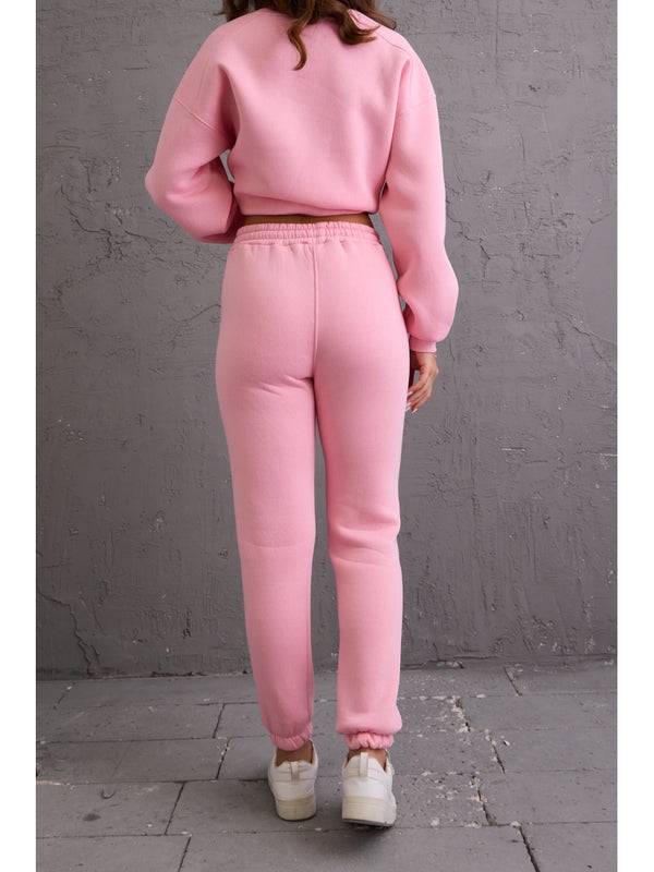 Pembe Beli Bağcıklı Jogger Eşofman
