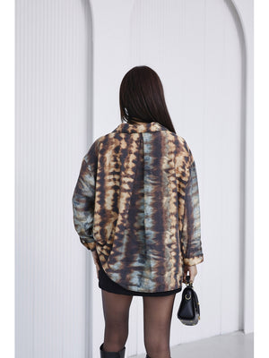 Turkuaz Batik Desenli Gömlek EY-5028-TURKUAZ