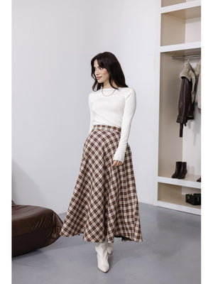 Turuncu Ekoseli Etek 8015-Turuncu