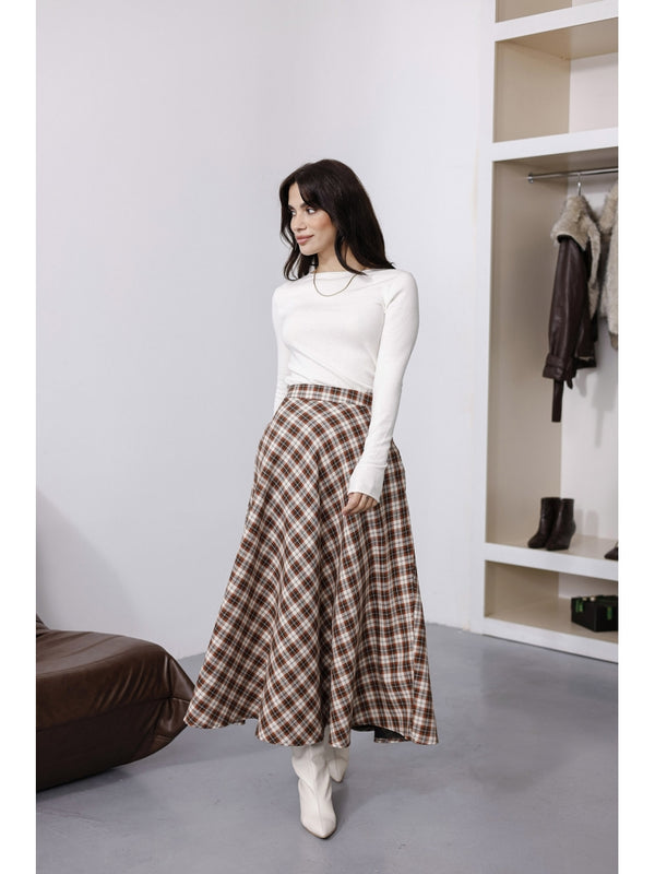 Turuncu Ekoseli Etek 8015-Turuncu