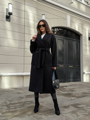 Siyah Şal Yaka Premium Kaban 20071-SİYAH