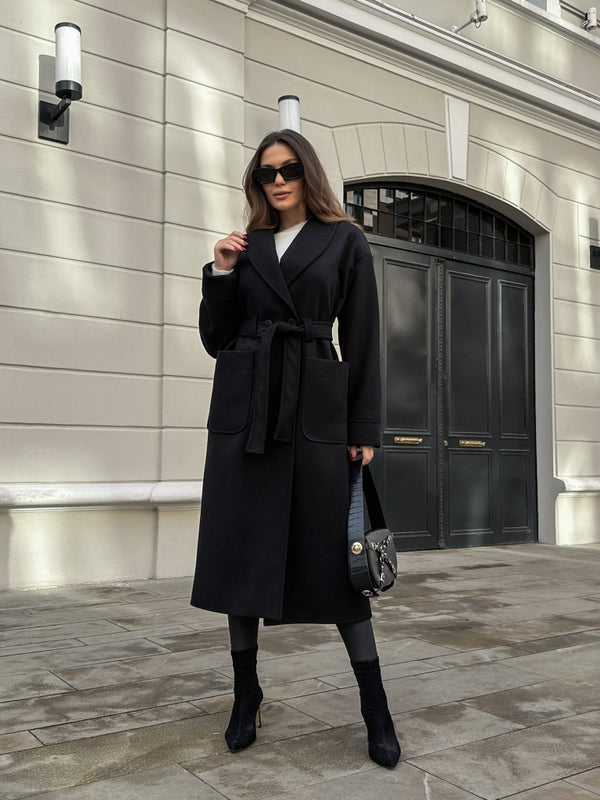 Siyah Şal Yaka Premium Kaban 20071-SİYAH