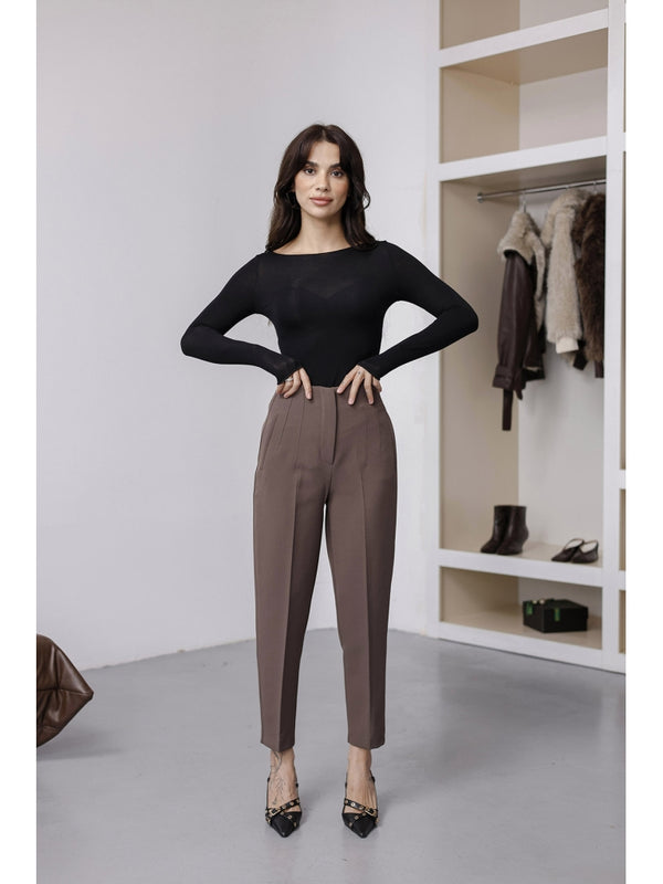 Soğuk Kahve Pensli Havuç Pantolon 50109-SOĞUK KAHVE