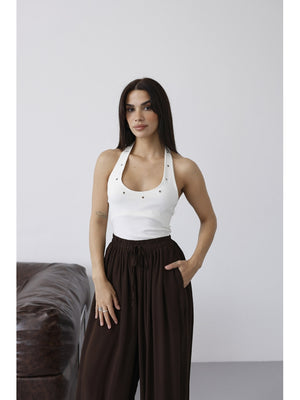 Beyaz Kuşgözü Detaylı Atlet 1060-Beyaz