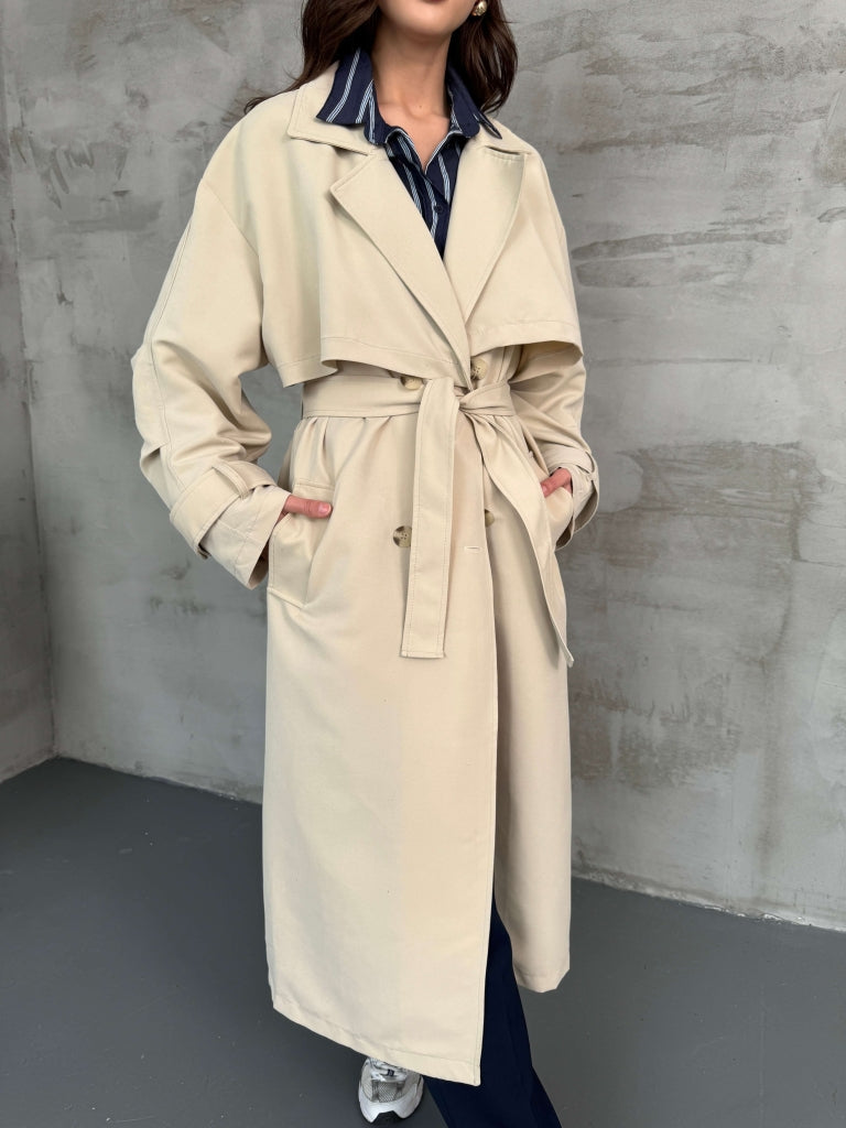 Taş Oversize Dört Düğmeli Trençkot