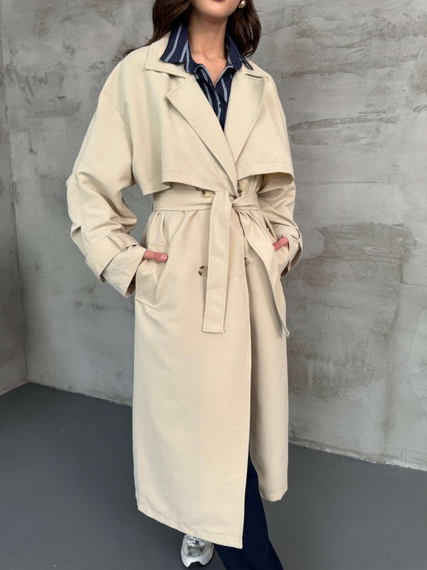 Taş Oversize Dört Düğmeli Trençkot