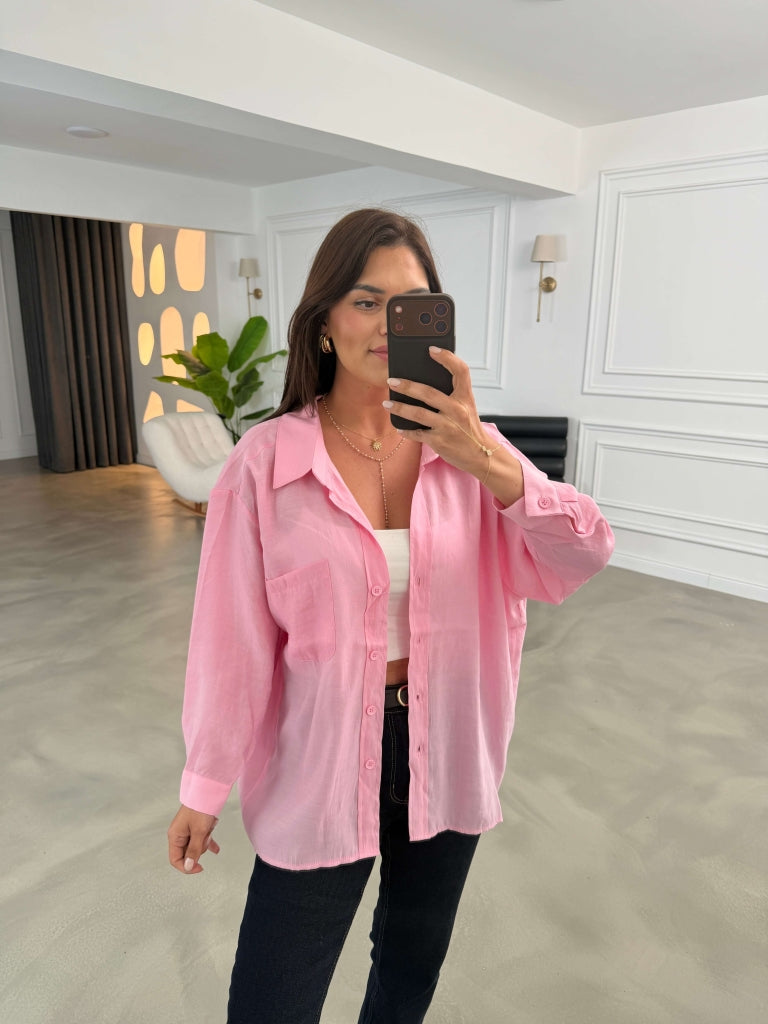 Perry Şeker Pembe Dökümlü Gömlek 4612-Şeker Pembe