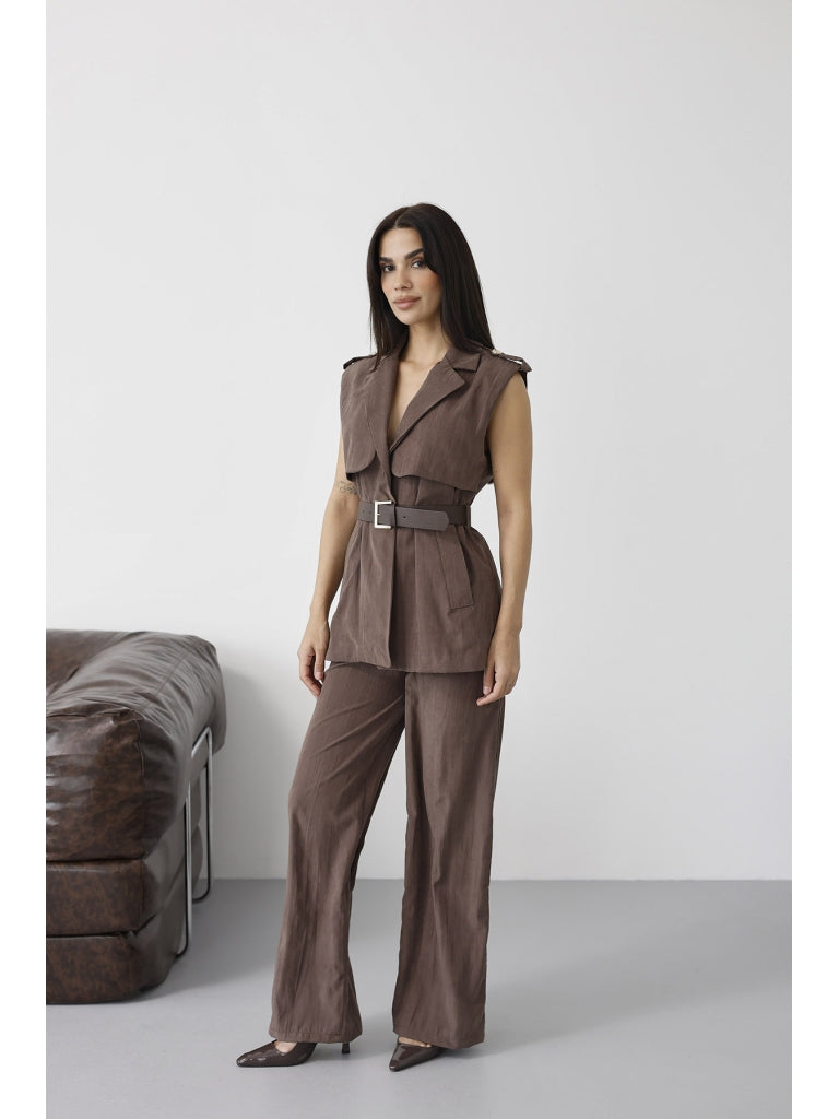 Kahverengi Kemerli Gold Apoletli Takım 580719-Kahverengi