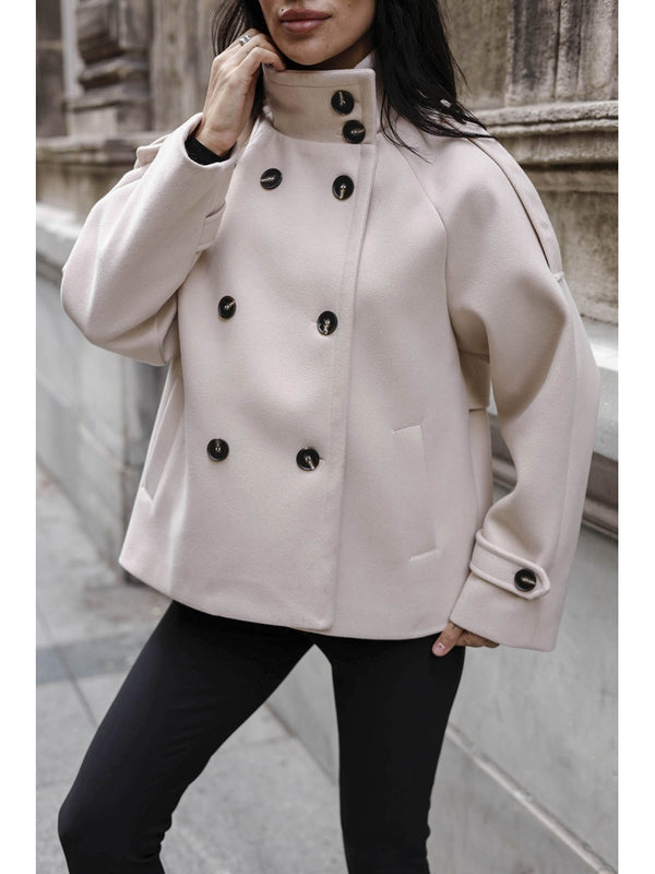 Taş Dik Yaka Kısa Kaşe Kaban 70119-TAŞ