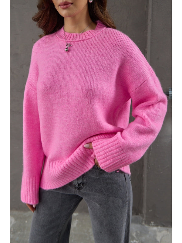Pembe Bisiklet Yaka Oversize Kazak