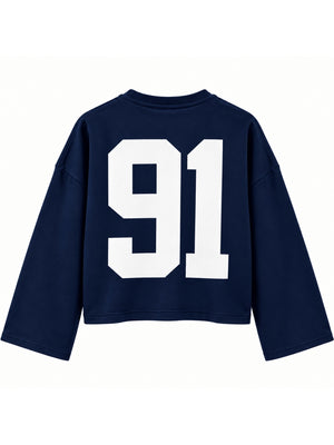 Mavi Baskılı Uzun Kollu Basic Sweat 12470-Mavi
