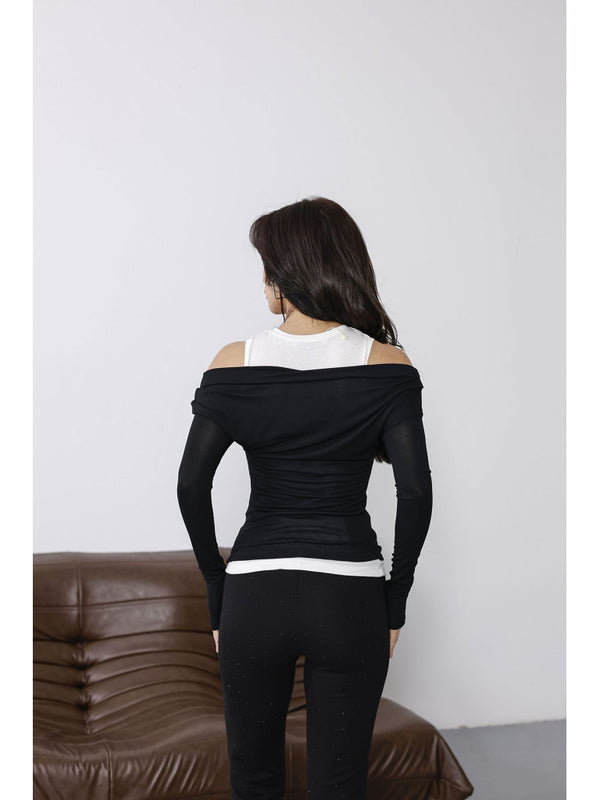Siyah İçi Atlet Detaylı Transparan Bluz 0780-Siyah