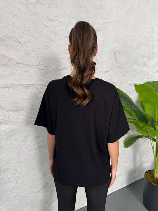 Siyah Orj Marka Basic Tshirt