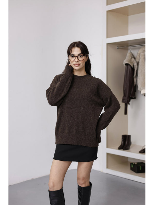 Acı Kahve Bisiklet Yaka Yumoş Kazak 2373-Acı Kahve