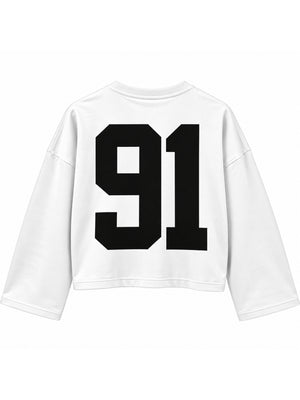 Ekru Baskılı Uzun Kollu Basic Sweat 12470-Ekru