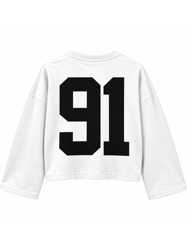 Ekru Baskılı Uzun Kollu Basic Sweat 12470-Ekru