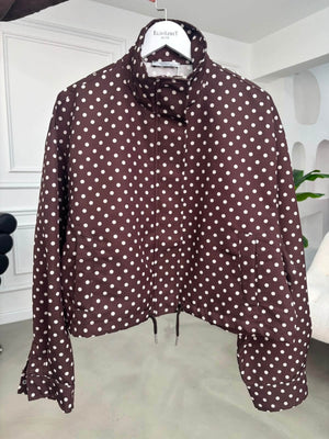 Kahve Puantiyeli Bomber Ceket 9788-Kahve