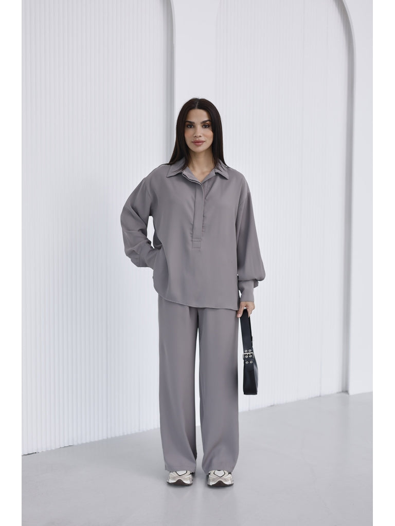 Vizon Yarım Düğmeli İkili Takım 0002-Vizon