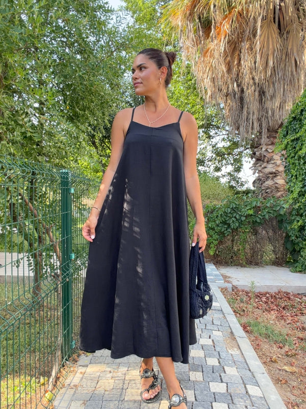 Siyah Askılı Elbise 2975-Siyah