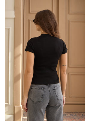 Siyah Balıkçı Yaka Body