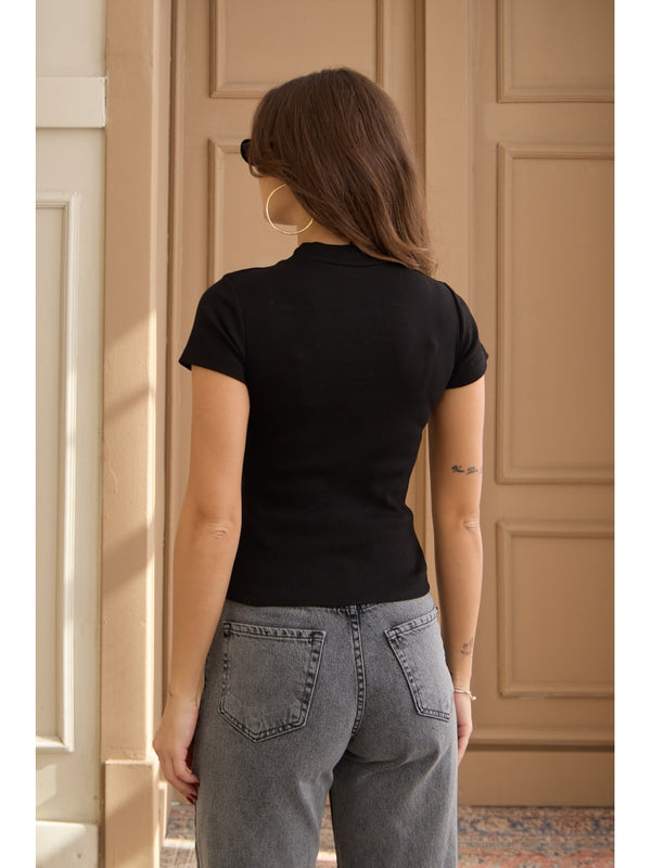 Siyah Balıkçı Yaka Body