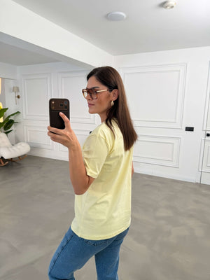 Sarı Hayvan Nakışlı Tshirt 11825-Sarı