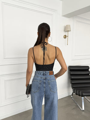 Siyah Dantel Detaylı Bodysuit 4262-Siyah