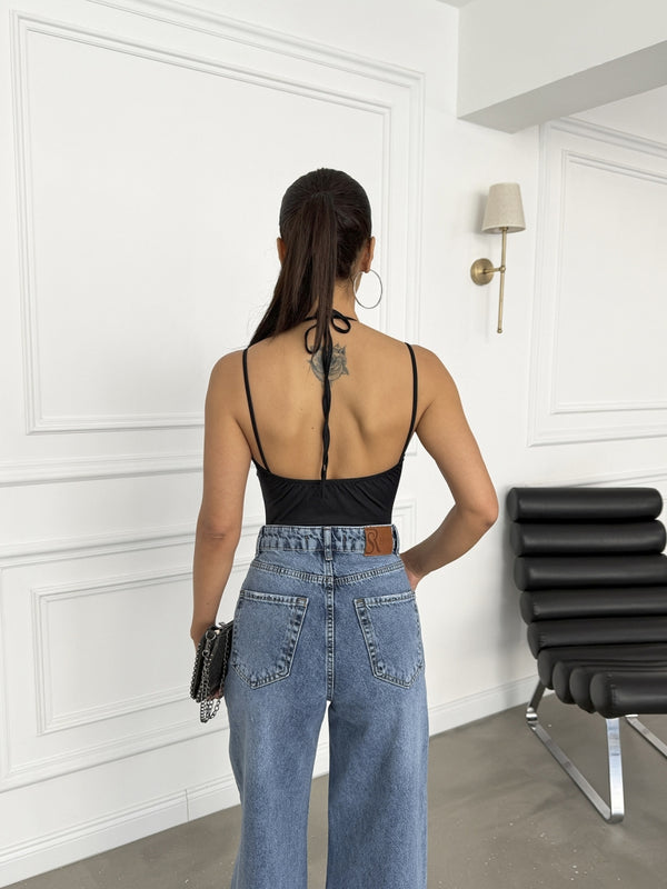 Siyah Dantel Detaylı Bodysuit 4262-Siyah