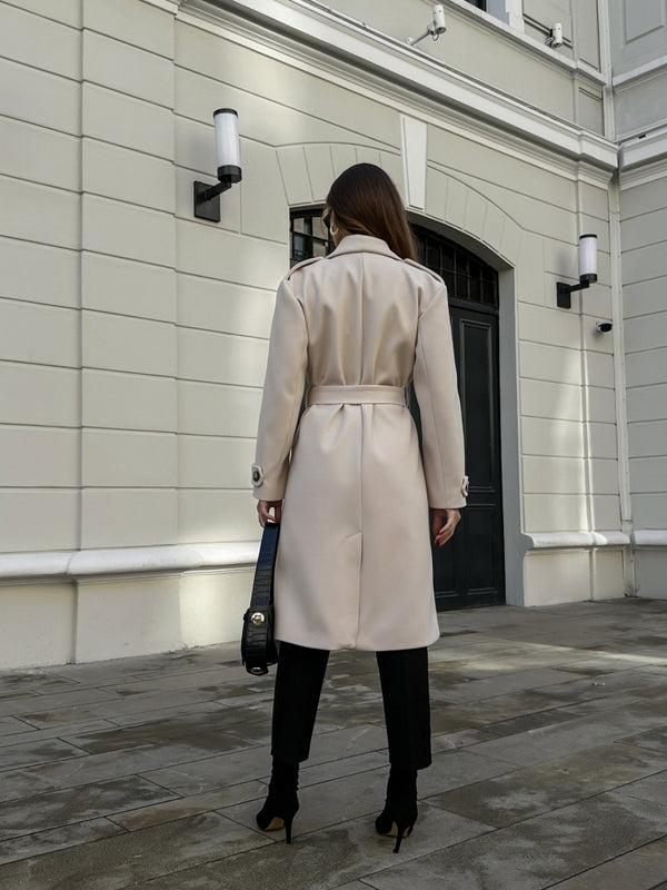 Taş Omuzu Düğmeli Premium Kaban T-20013-TAŞ