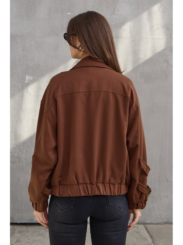 Kahve Kemer Detaylı Zr Model Bomber Ceket