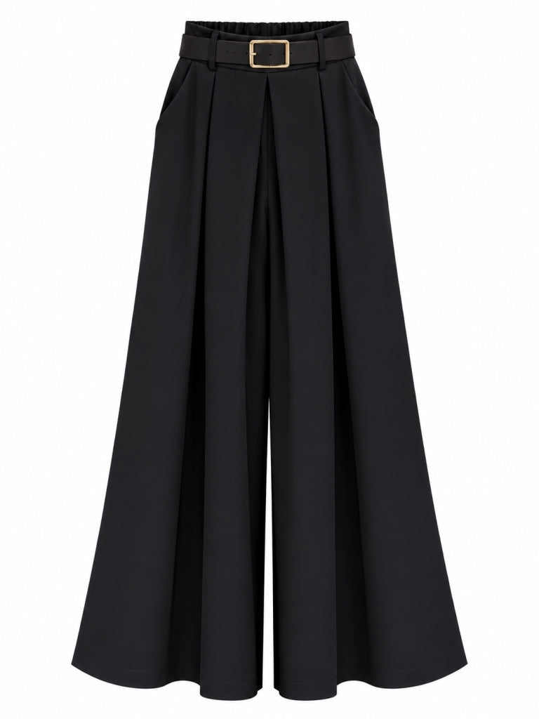 Siyah Gold Kemerli Etek Pantolon M-51502-Siyah