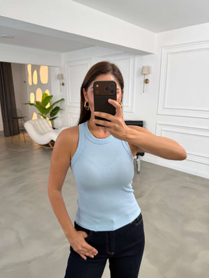 Mavi Halter Yaka Fitilli Body 23067-Mavi