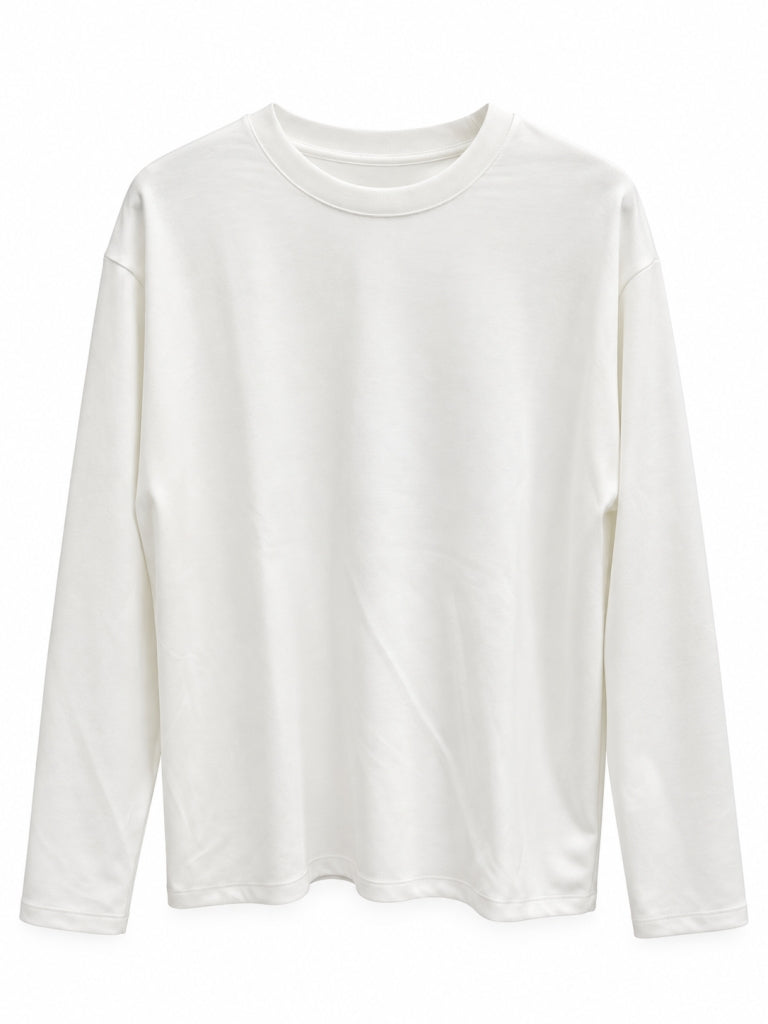 Ekru Bisiklet Yaka Basic Sweat 11448-Ekru