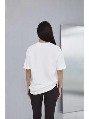 Beyaz Taş Baskılı Tshirt 4236-Beyaz