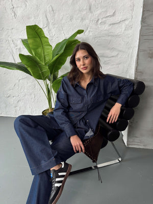 Koyu Lacivert İnce Denim Takım