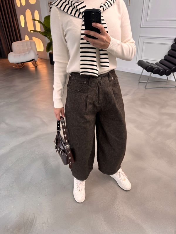 Kahverengi Vintage Balon Jean 0107-Kahverengi