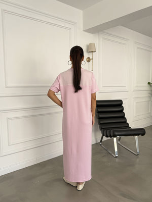 Pembe Fular Detaylı Modal Elbise 1877-Pembe