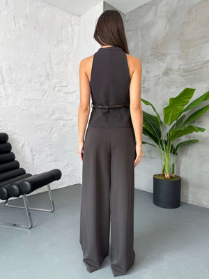 Kahve Kemerli Premium Yelek Pantolon Takım