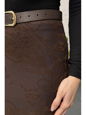 Kahverengi Kadife Desen Etek 251134-Kahverengi