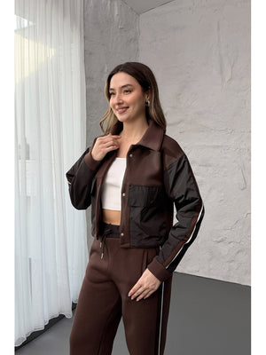 Kahverengi Paraşüt Cepli Şardonlu Takım 1912-Kahverengi