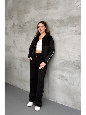 Siyah Paraşüt Cepli Şardonlu Takım 1912-Siyah