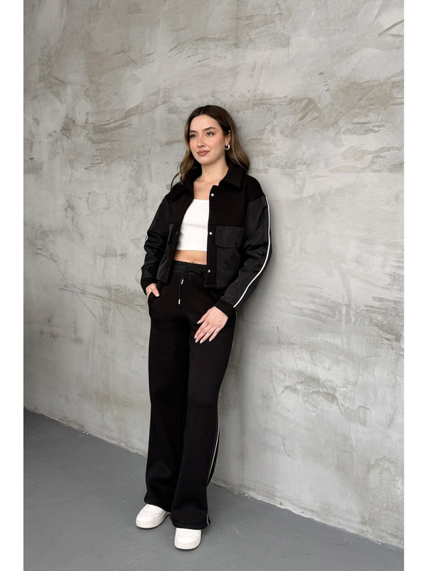 Siyah Paraşüt Cepli Şardonlu Takım 1912-Siyah