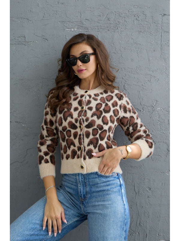 Leopar Desen Yumoş Hırka