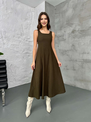 Haki Bluzlu Elbise İkili Takım 7634-Haki