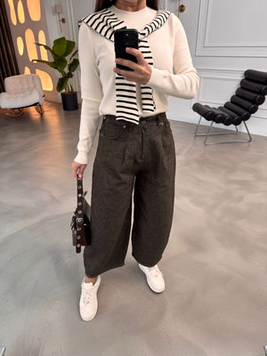 Kahverengi Vintage Balon Jean 0107-Kahverengi
