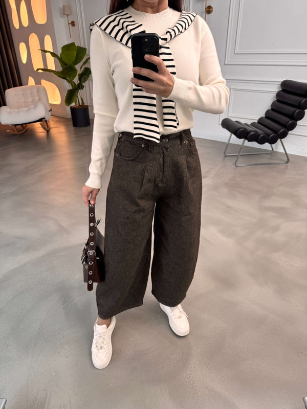 Kahverengi Vintage Balon Jean 0107-Kahverengi