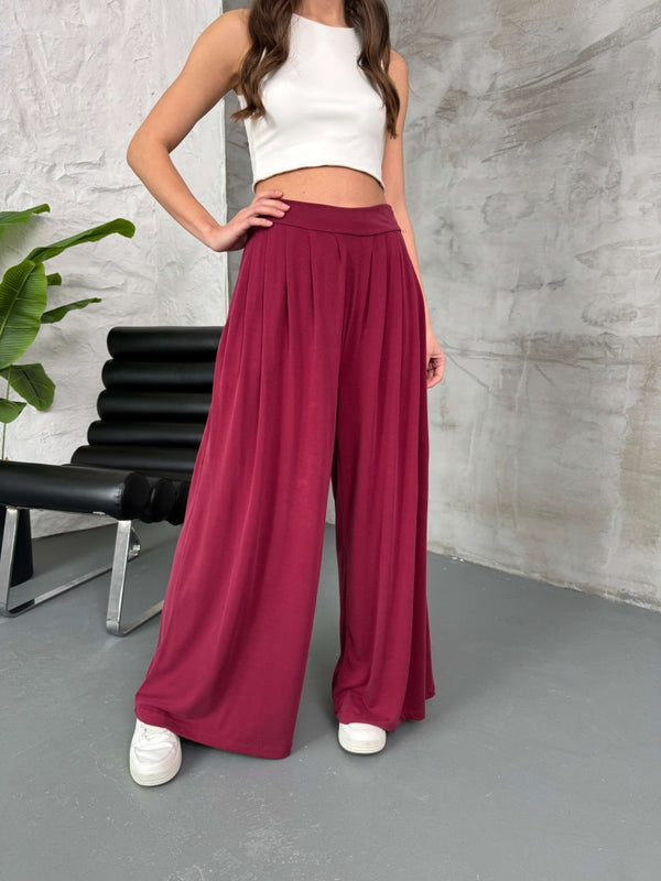 Bordo Bel Pilili Modal Pantolon
